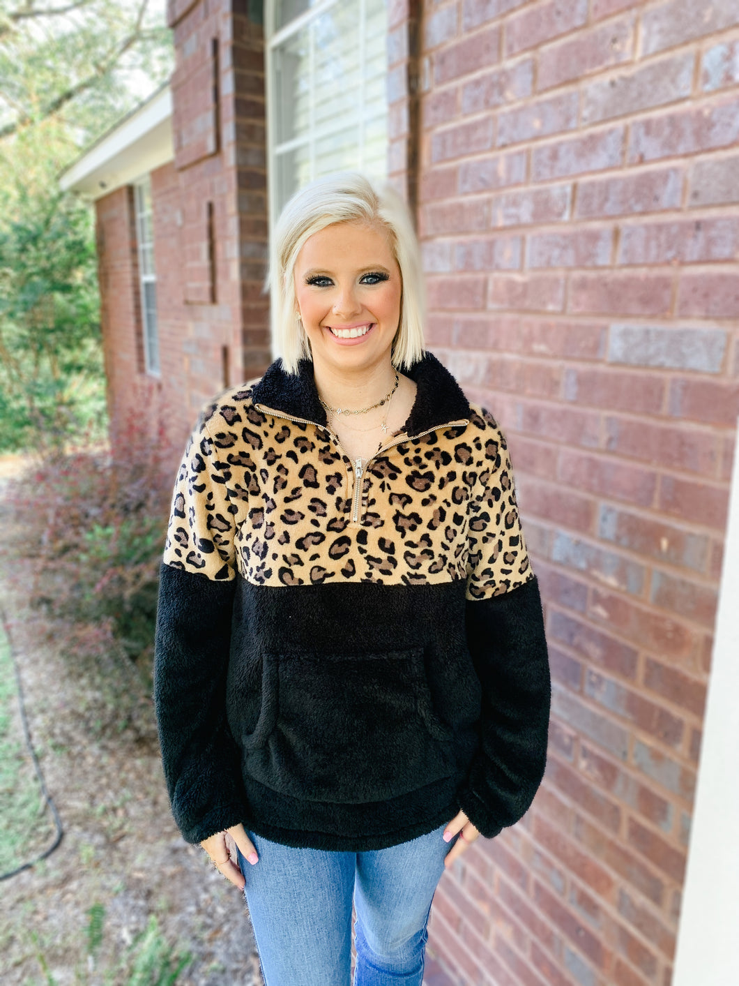 Fuzzy Cheetah Jacket - BLACK