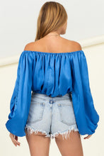 Load image into Gallery viewer, Satin Off-Shoulder Top - Royal
