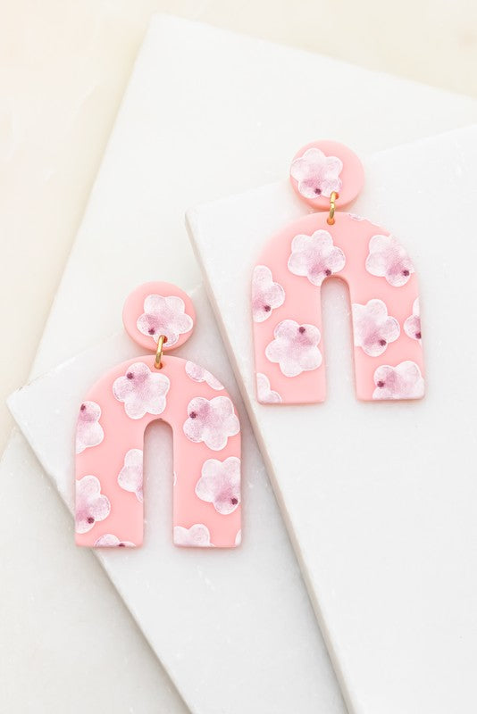 Pink Arch Drop Earrings