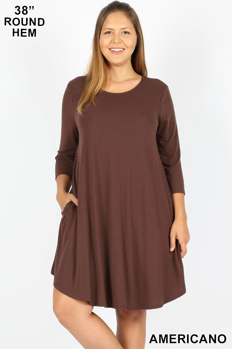 Cool and Collective Pocket Dress PLUS- Multiple Colors