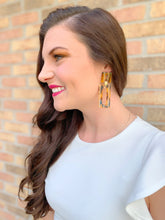 Load image into Gallery viewer, Cheetah Print Rectangle Drop Earrings
