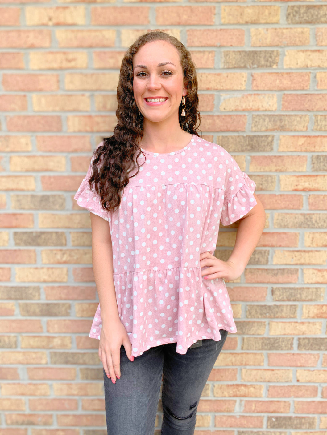 Pretty Dotted Ruffle Top