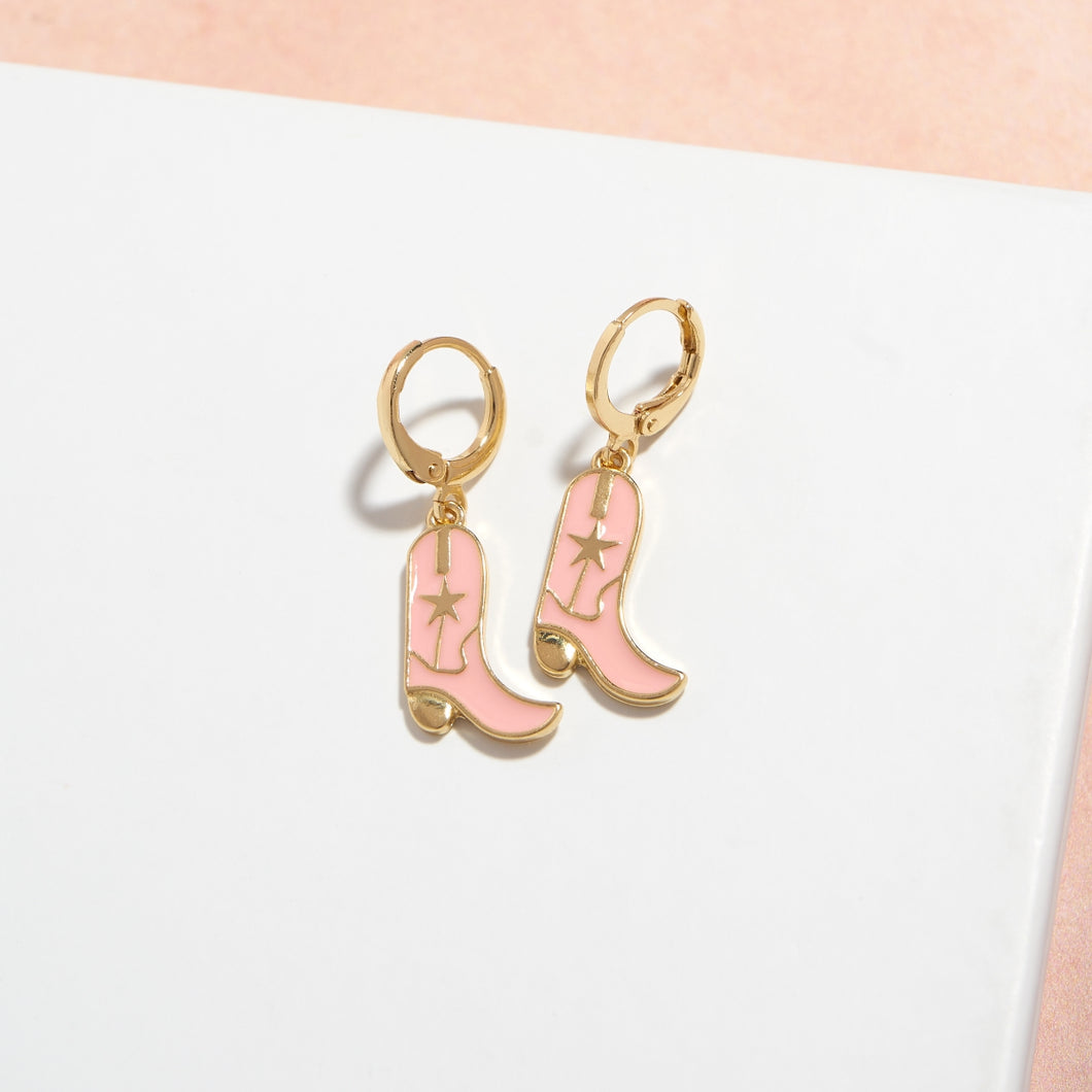 Cowboy Boot Earrings - Pink