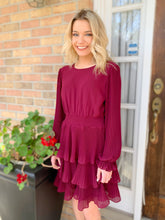 Load image into Gallery viewer, Ruffle Me Up Dress - Wine
